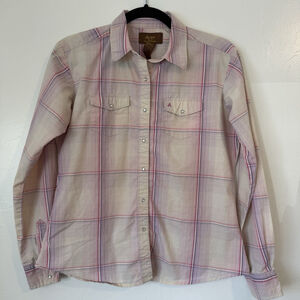 Aura Wrangler Women’s Plaid Western Shirt Pearl Snaps Size Small